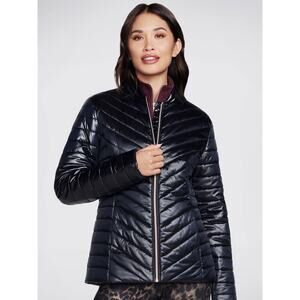 Skechers Women's Go Shield Shine Jacket Black 2XL Quilted Mock Neck Winter NEW